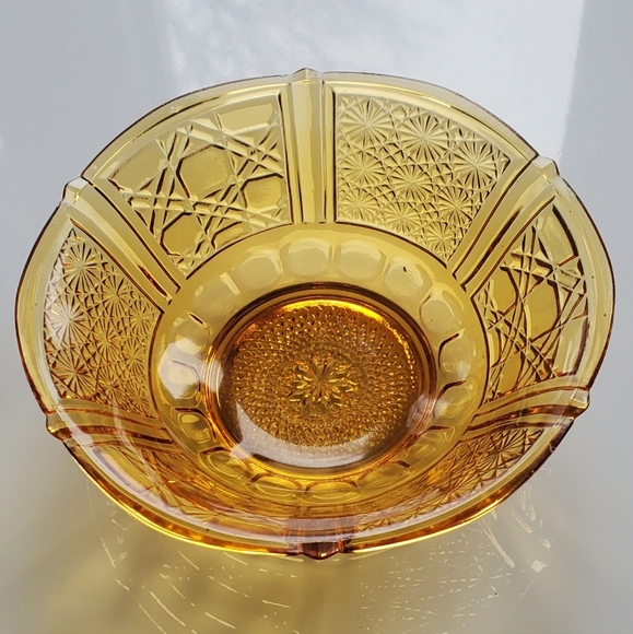 Vntg 7" Amber KIG Malaysia Daisy & Button Bowl - Picture 2 of 6